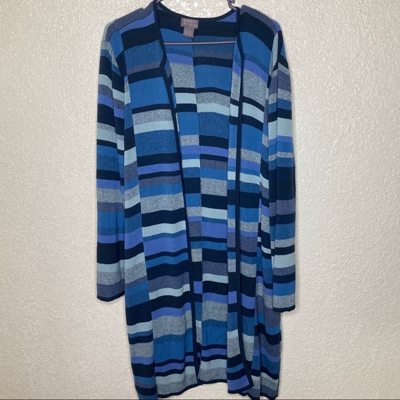 Sigrid Olsen Long Cardigan Stripped Size Large - Picture 1 of 3